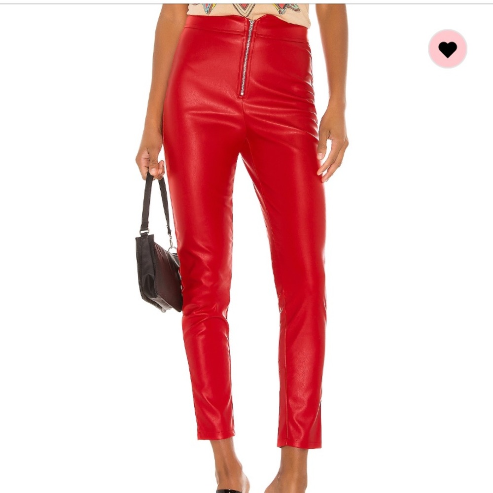 Super down Red Faux Leather Pants